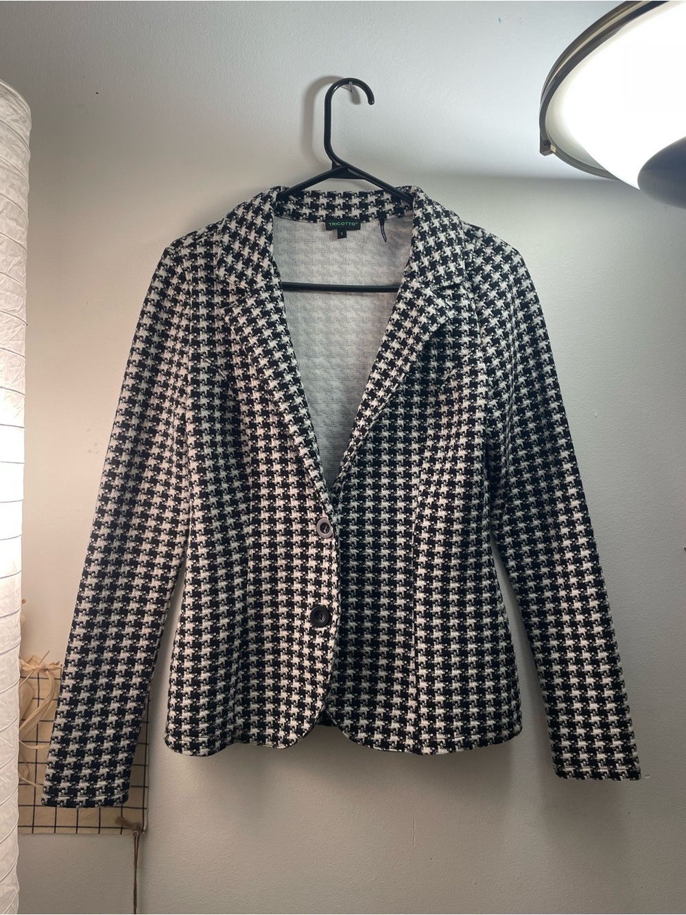 Tricotto Black & White Houndstooth Single-Breasted Blazer